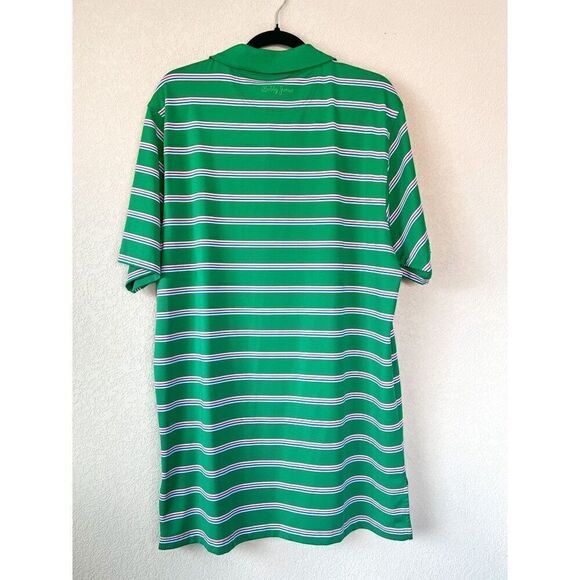 Bobby Jones X-H20 Golf Performance Green Striped Polo Size Large - Picture 3 of 5